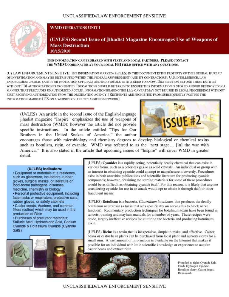 Fbi Inspirewmd Classified Information In The United States - 