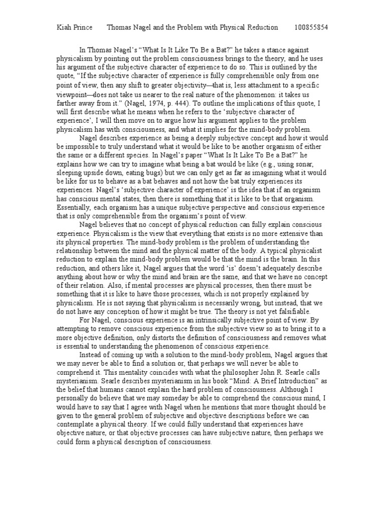 Is there anything it is like to be a bat? picture