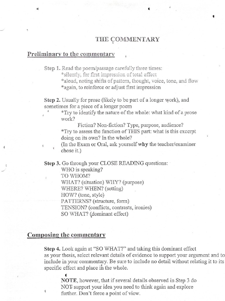 Commentary examples in literature picture