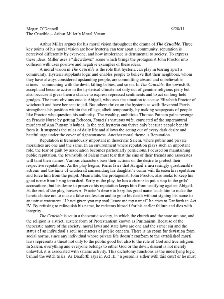 short essay about the crucible