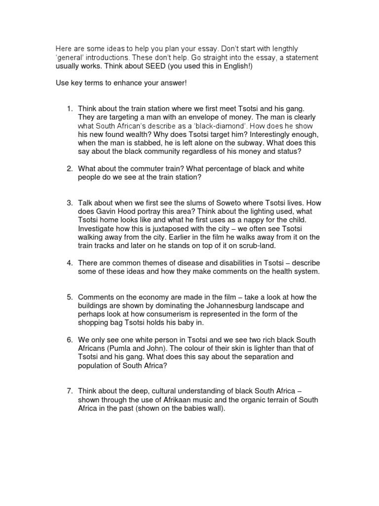 Tsotsi literature essay topics picture