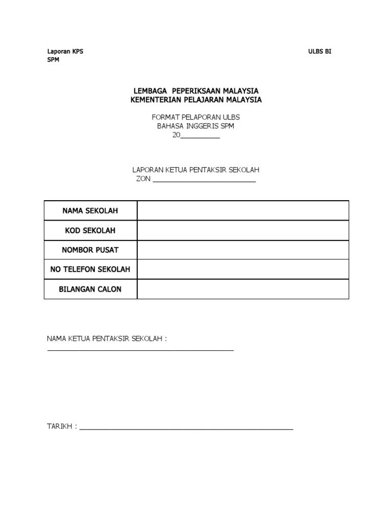 Laporan Kps Ulbs Bi Spm Doc