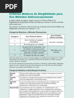 Critérios Médicos de Elegibilidade para
