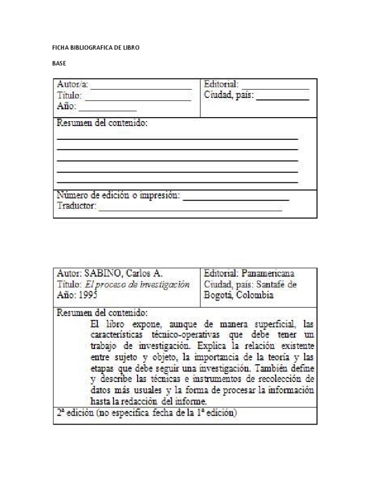 Ficha Bibliografica de Libro