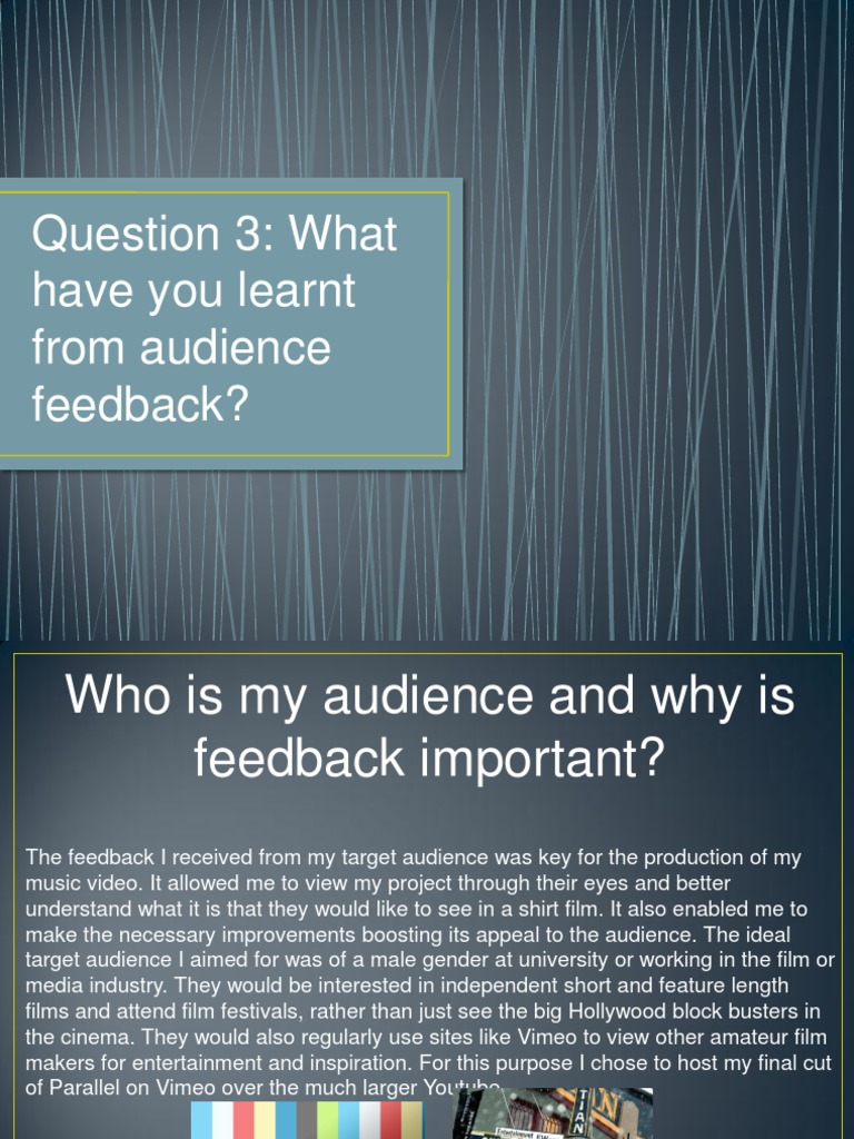 Question 3: What Have You Learnt From Audience Feedback? | PDF | Target ...