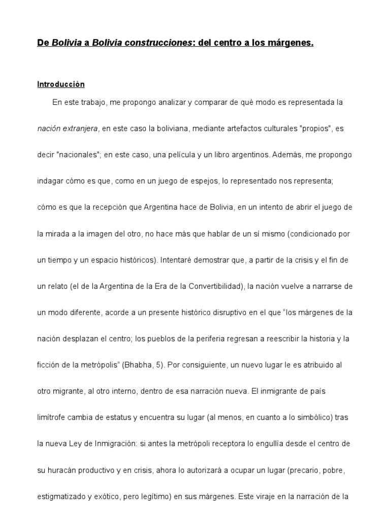 De Bolivia A Bolivia Construcciones | PDF | Bolivia | Inmigración
