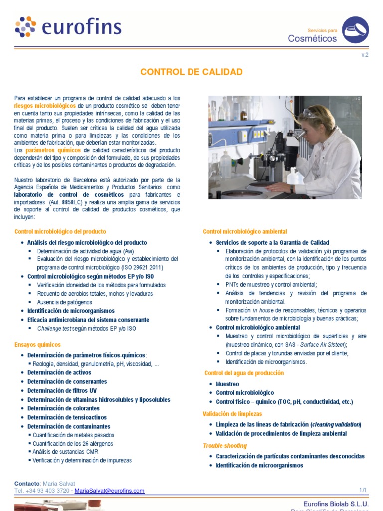 Control de Calidad Microbiológico en Cosméticos | PDF | Microbiología ...