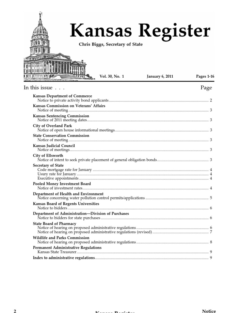 Kansas Register 2011 Complete