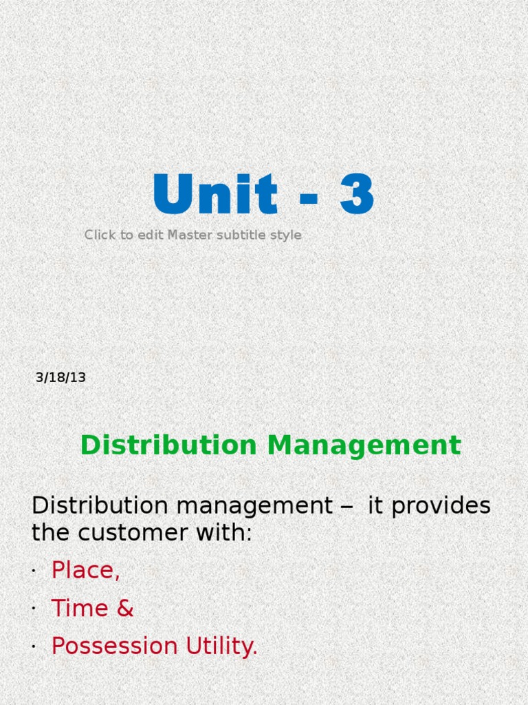 A Comprehensive Overview of Distribution Management Concepts Including