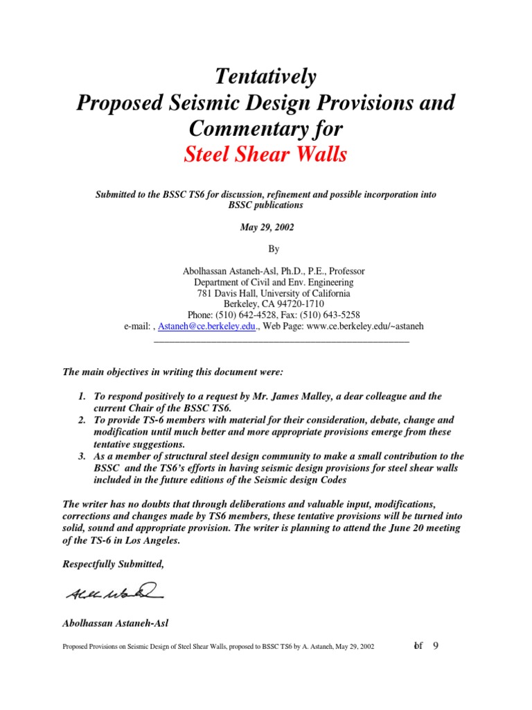 Seismic Design for Steel Shear Walls | PDF | Column | Beam (Structure)