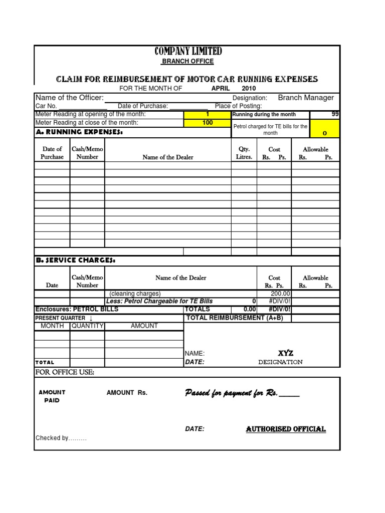 petrol bill format business