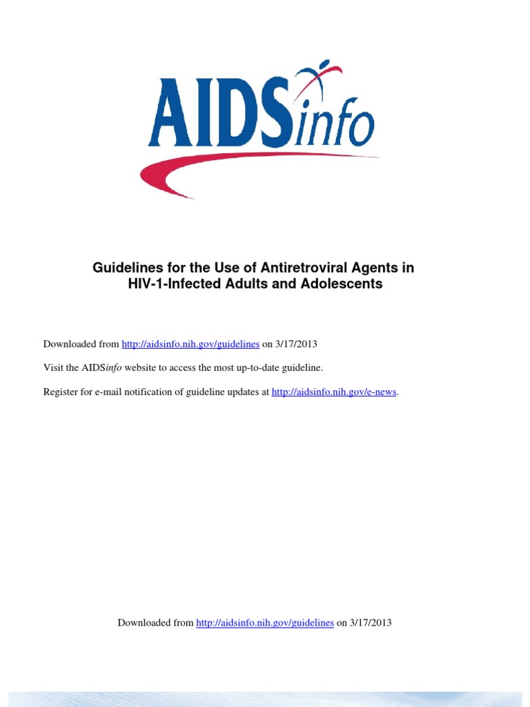 Nih Aids Info Hiv Treatment Guidelines Adultandadolescentgl Pdf