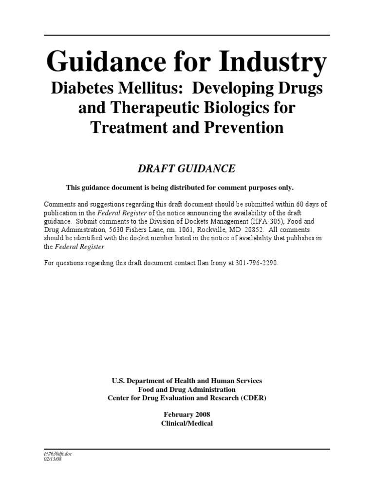 FDA Guidance on Diabetes Drug Development | PDF | Diabetes Mellitus ...