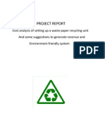 Project On Cost Analysis of Setting Up A Waste Paper Recycling Unit