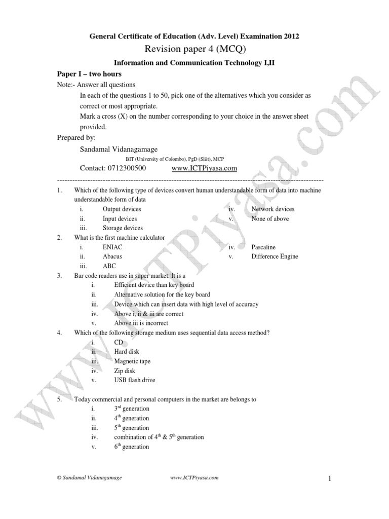 Mcq Cpu Cache Computer Data Storage