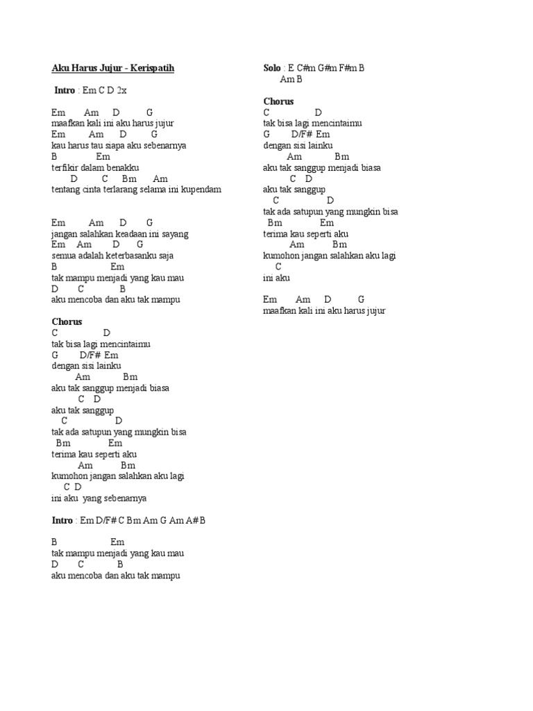 Aku Harus Jujur Chord Chord Lagu Blog