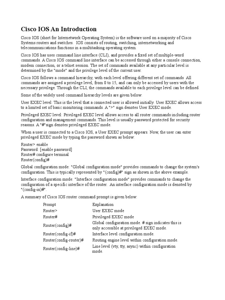 Cisco IOS Command Hierarchy Overview | PDF | Information Technology ...