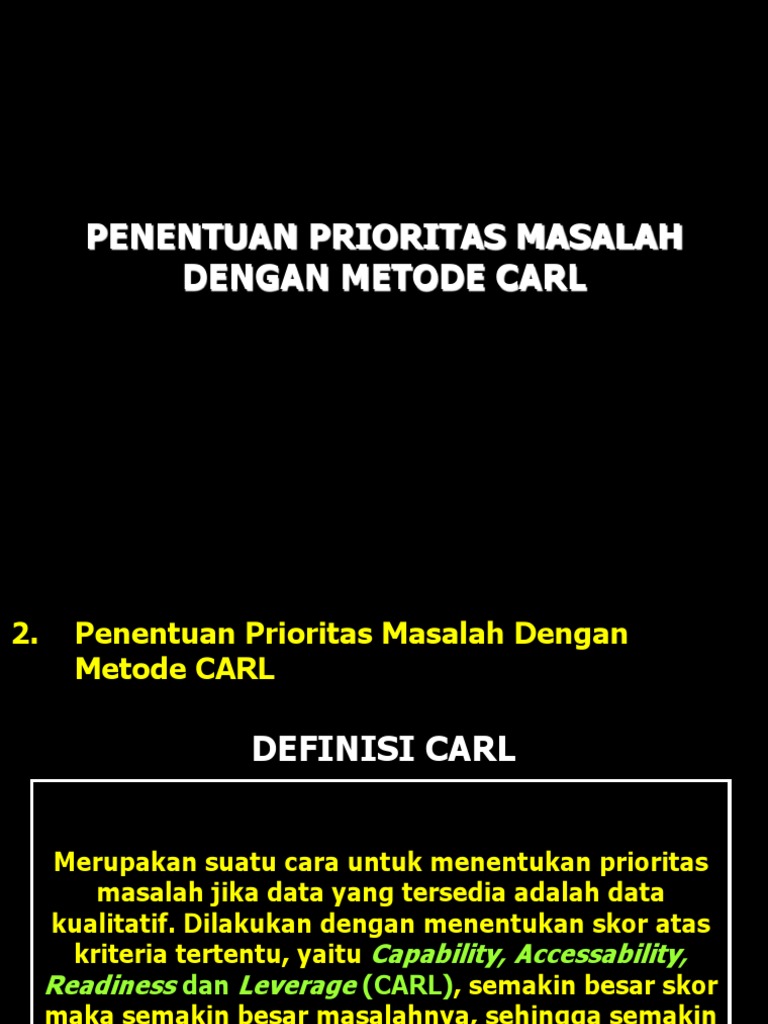 Prioritas Masalah dengan Metode CARL | PDF