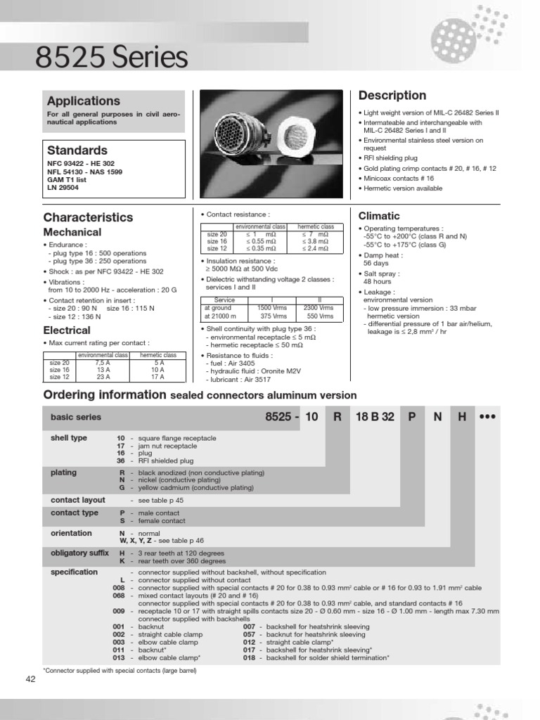 8525 Seris Connector | PDF | Electrical Connector | Manufactured Goods