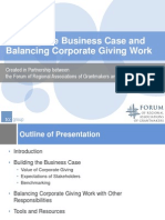 Building The Business Case and Balancing Corporate Giving Work