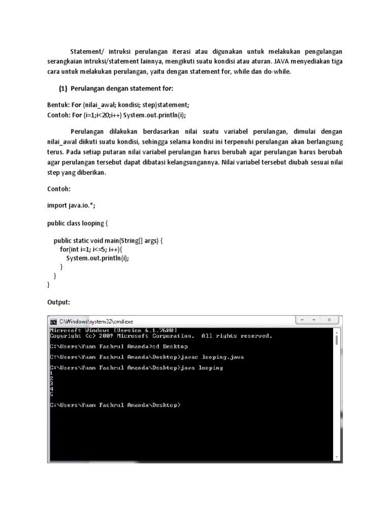 Panduan Perulangan dan Percabangan JAVA | PDF | Teknologi & Rekayasa