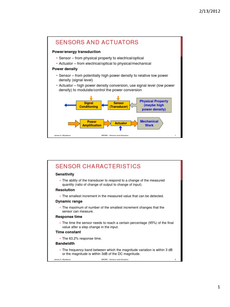 Sensors and Actuators Overview | PDF | Technology & Engineering
