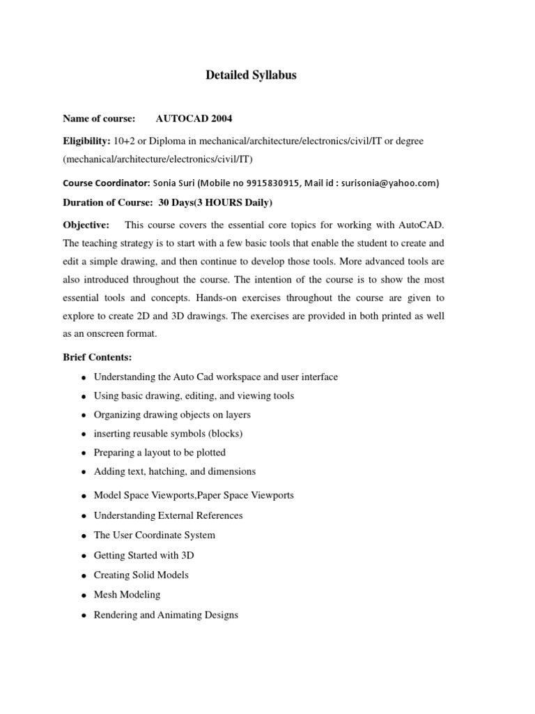 Autocad Contents | PDF