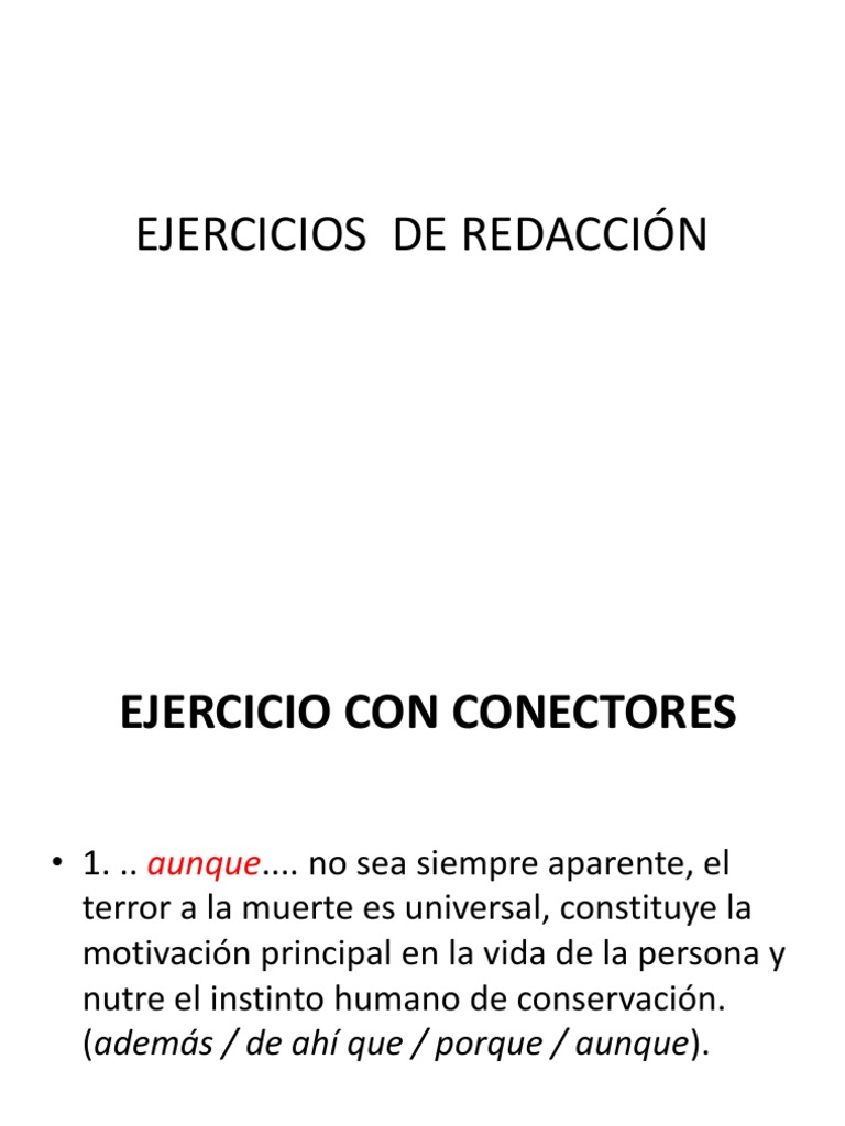 Ejercicios de Redacción con Conectores | PDF | Ejercicio físico | Muerte