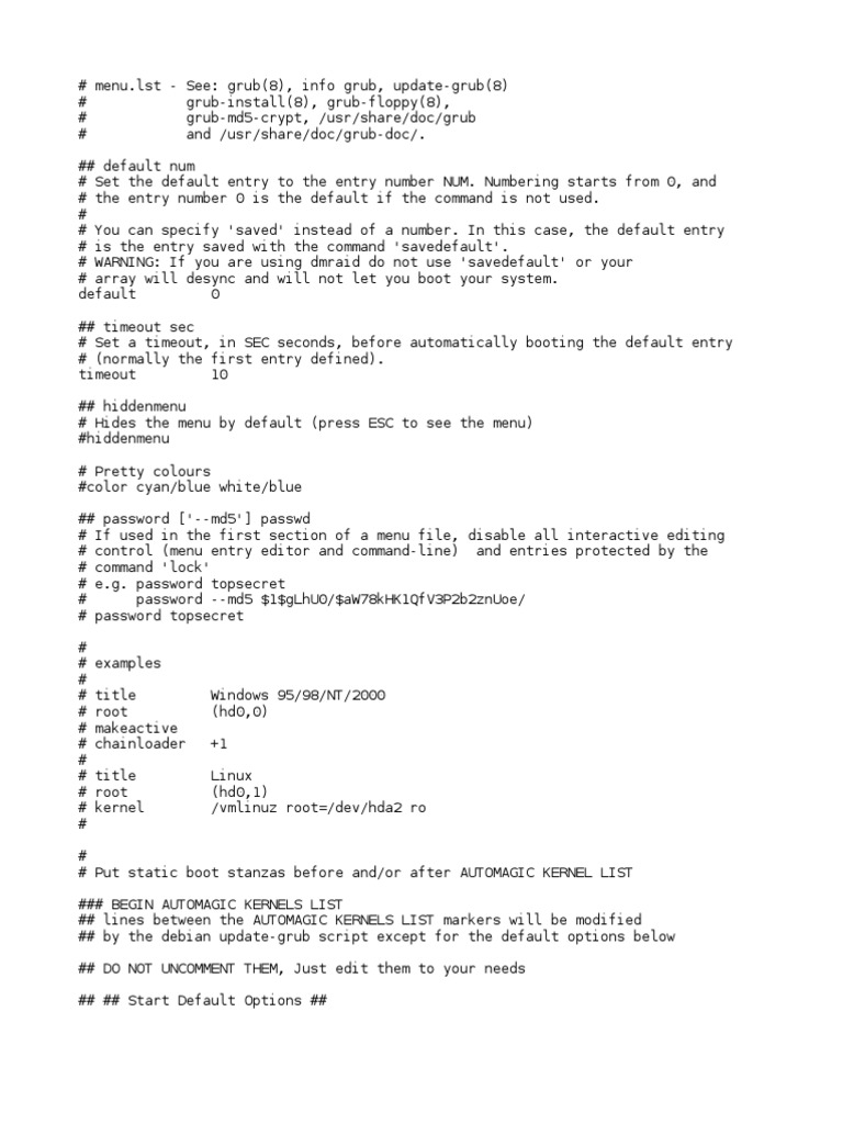 Grub Configuration and Boot Options | PDF | Linux | Booting