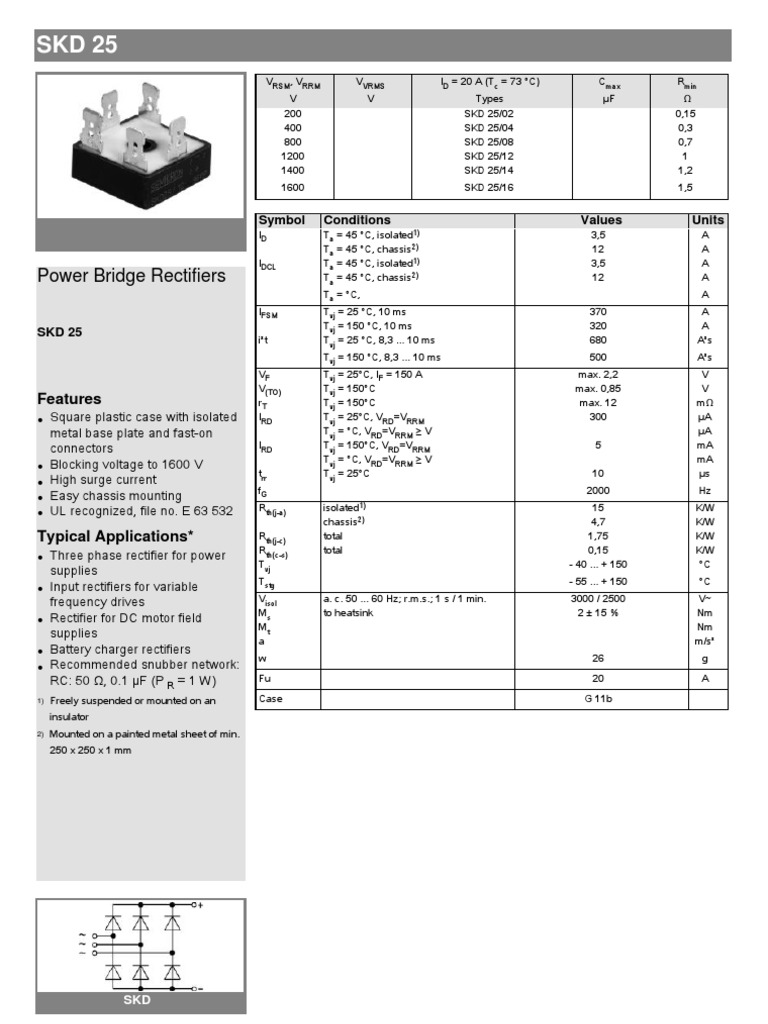 Power Bridge Rectifiers: Features | PDF