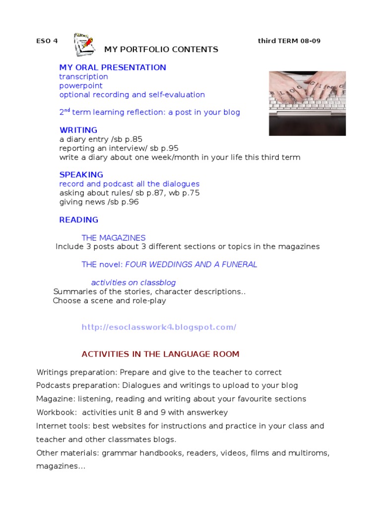 ESO 4 Portfolio: Term 3 Overview | PDF | Language Arts & Discipline