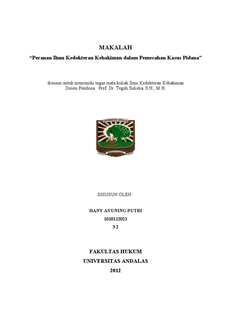 Hany Ayuning Putri Tugas Ilmu Kedokteran Kehakiman