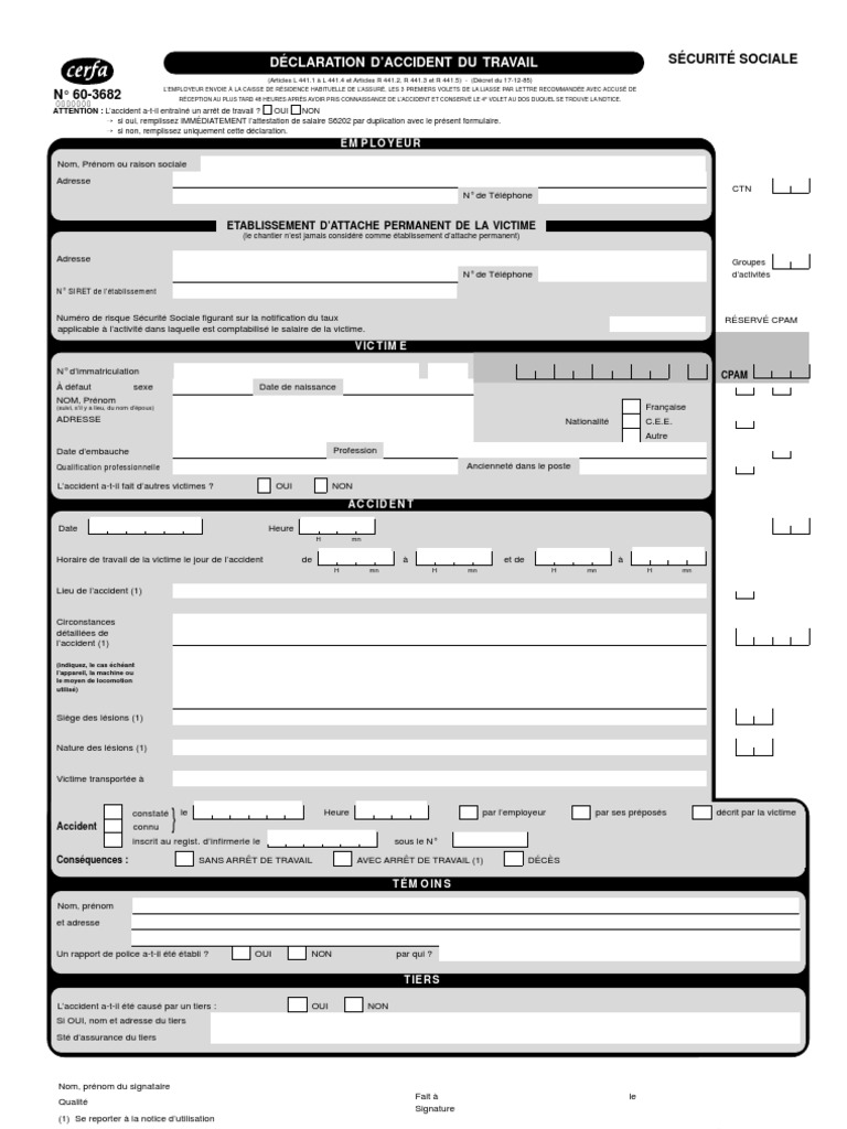 Declaration Accident Travail