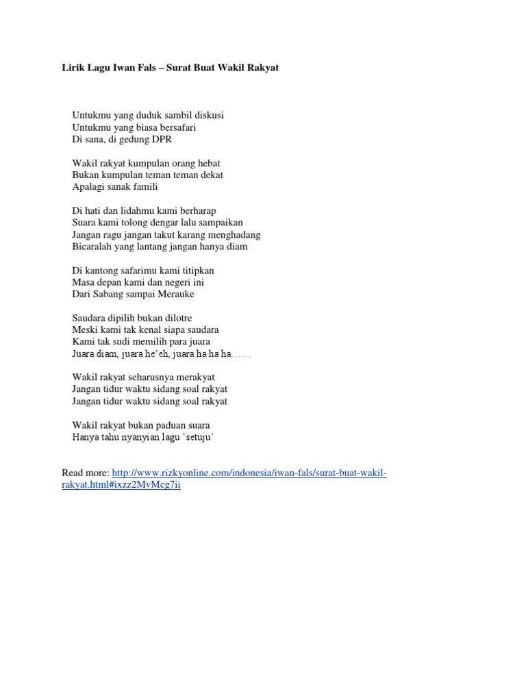 Lirik Lagu Iwan Fals