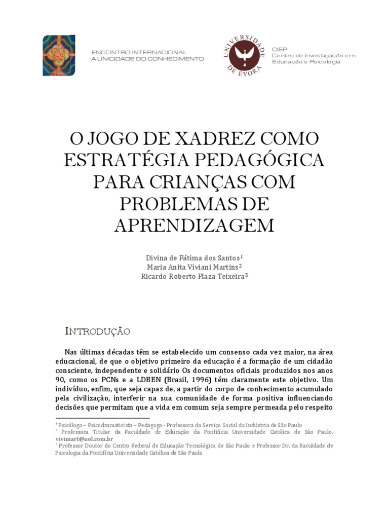 PDF) Processos cognitivos no Jogo de Xadrez.