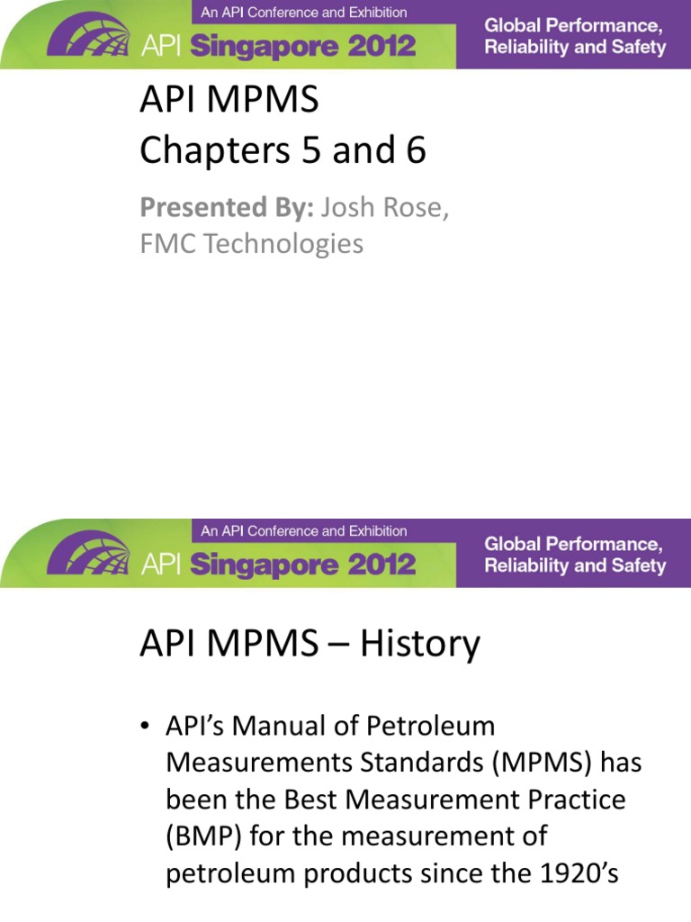 Rose - Josh API MPMS Chapters 5 and 6 Final | PDF | Gases | Liquids