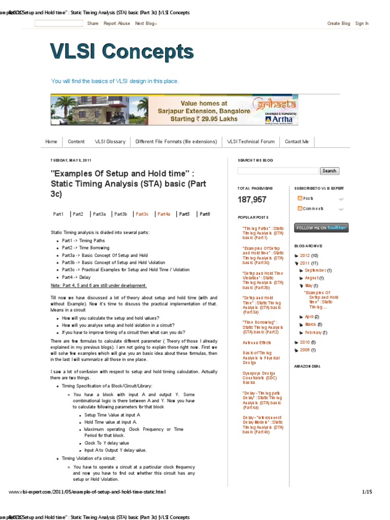 Examples of Setup and Hold Time - Static Timing Analysis (STA) Basic ...