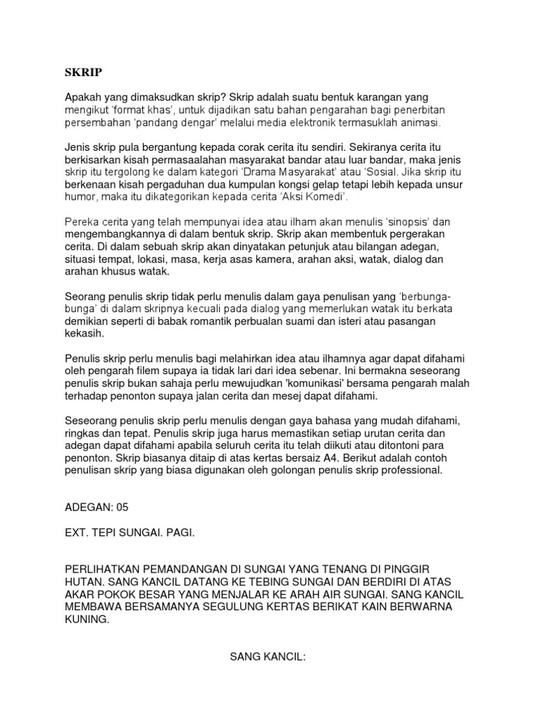 Format Skrip Animasi | PDF | Fiksi Umum