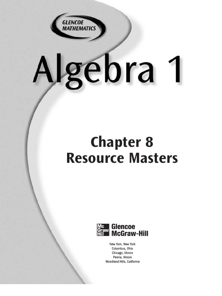 worksheet Glencoe Mcgraw Hill Algebra 1 Answers Worksheets glenco algebra 1 chapter educational assessment equations 8 1studyguide