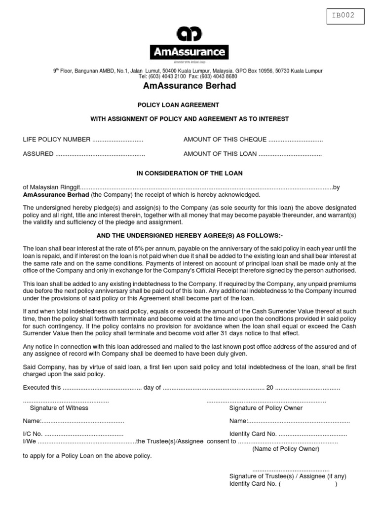 Loan assignment agreement picture