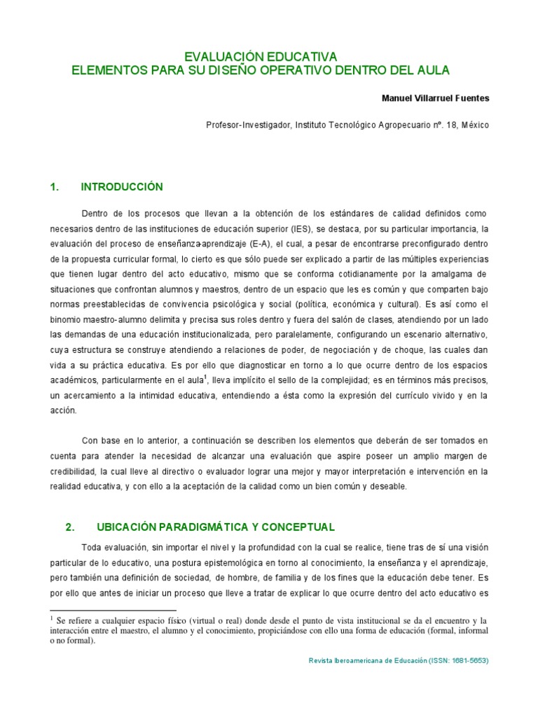 Diseño operativo de evaluación educativa | PDF | Crecimiento personal y ...