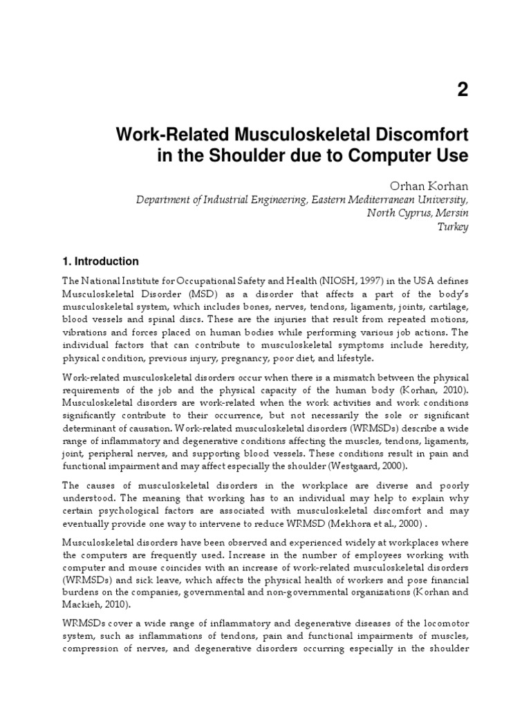 InTech-Work Related Musculoskeletal Discomfort in The Shoulder Due To ...