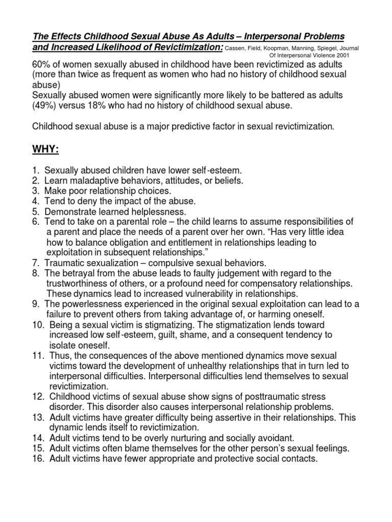 Childhood Abuse and Adult Revictimization | PDF | Psychological Trauma ...