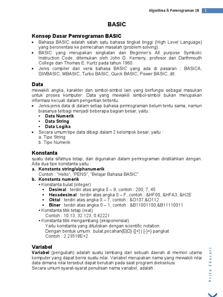 Panduan Pemrograman Dasar BASIC | PDF | Teknologi & Rekayasa