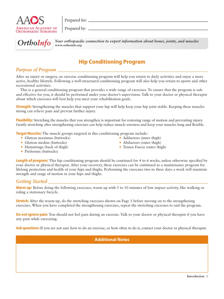 Ortho: Hip Conditioning Program | PDF | Self-Improvement | Lifestyle