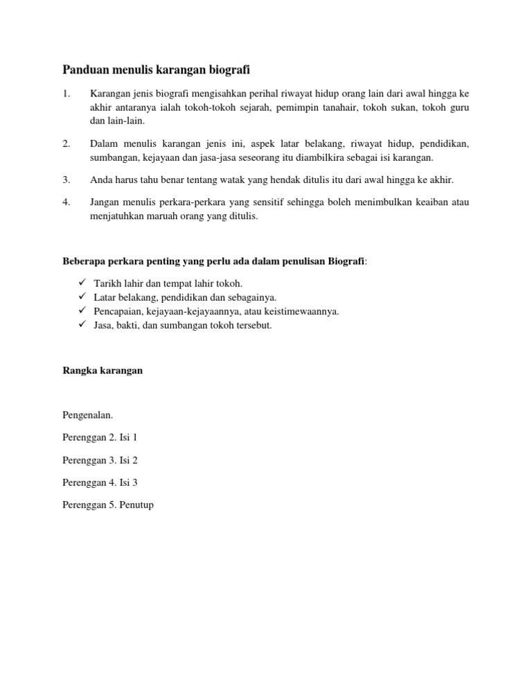 Panduan Menulis Karangan Biografi