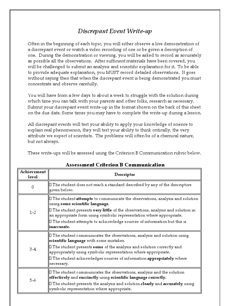 Discrepant Event Write-Up Format  PDF  Observation  Science
