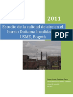 Estudio de La Calidad de Aire en El Barrio Duitama Localidad de USME, Bogotá