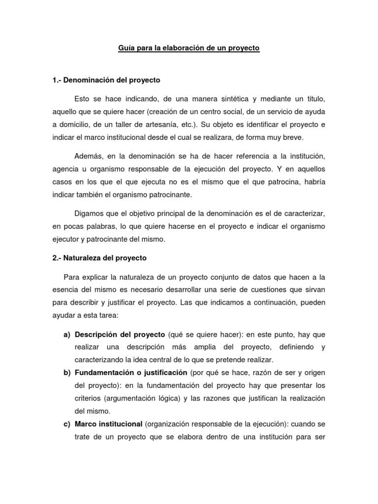 Guía para La Elaboración de Un Proyecto | PDF | Presupuesto | Medición