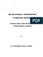 Ibn Qutaybah'S Contribution To Qur'Ānic Exegesis: An Analytical Study of His Work